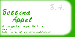 bettina appel business card